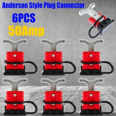 $25.99 • Buy For Anderson Style Plug Connectors 50 AMP T Handle Dust Cap Cover Solar 6Pcs AU