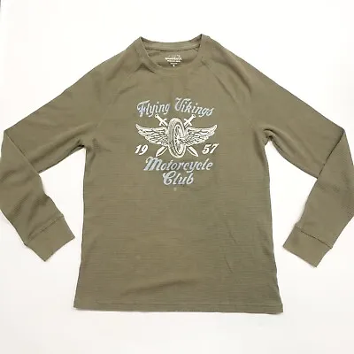 Roebuck & Co Flying Viking Motorcycle Club T-Shirt Mens Size M Green Long Sleeve • $18.89