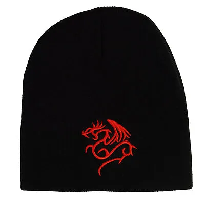 Red Dragon Cuffless Short Beanie - Black • $12.95