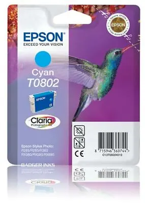 £16.98 • Buy T0802 Cyan Original Printer Ink Cartridge TO802 C13T08024010 Epson Hummingbird