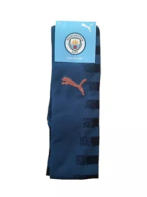 Official Puma Manchester City Away Football Socks 2020 2021 Denim Blue Adult • £16.97