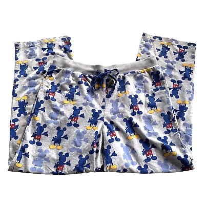 DIsney Mickey Mouse Gray Blue Lounge Pajama Pants Unisex Mens Womens Large L • $19.95