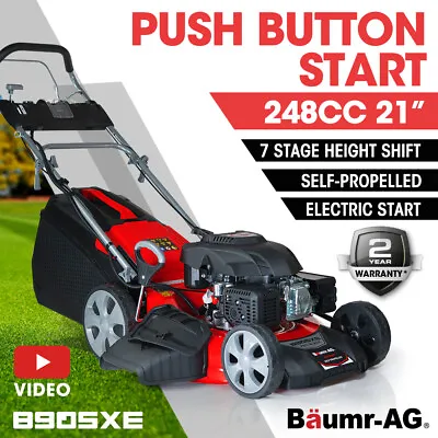 $669 • Buy 【EXTRA10%OFF】Baumr-AG Lawn Mower 21  248cc Electric Start Petrol Self-Propel