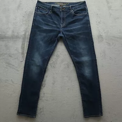 American Eagle Jeans Mens Size-36x32 Blue Skinny Denim Stretch Fading Timeworn • $23