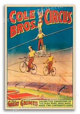 1938  The Great Grimes  Cole Bros Circus Vintage Circus Poster - 24x36 • $42.07