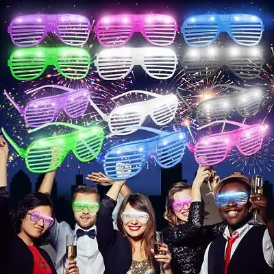 £2.99 • Buy 12/24 Flashing Party Glasses | LED Light Up Glow Neon Shutter Shades Disco Rave