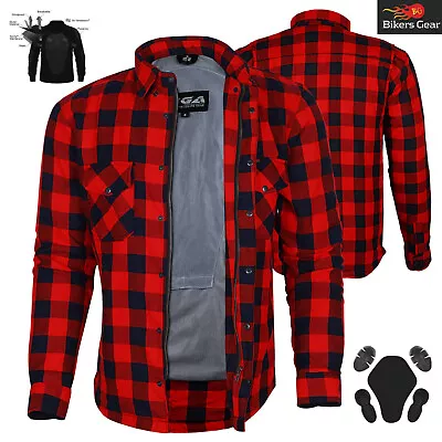 Mens Motorcycle Shirt Lined With Kevlar Motorbike Flannel Bikers Gear CE Armour • $105.29