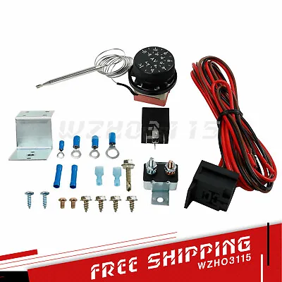 Adjustable 12V Electric Radiator Fan Thermostat 3-Pin Control Relay Wire Kit • $18.99