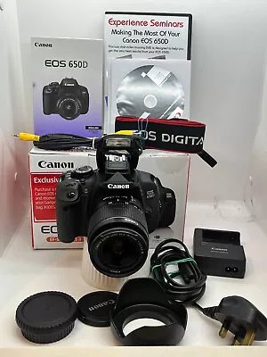 Canon EOS Touchscreen 650D + 18-55mm F/3.5-5.6 III  254 Shots 32GB Card Box MINT • £245