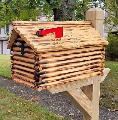 Pine Log Cabin Mailbox Amish Handmade With USPS Approved Metal Box Insert • $169.29