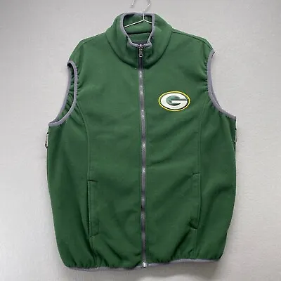 Green Bay Packers Vest Mens Medium Green Fleece Emroidered Logo • $20.39