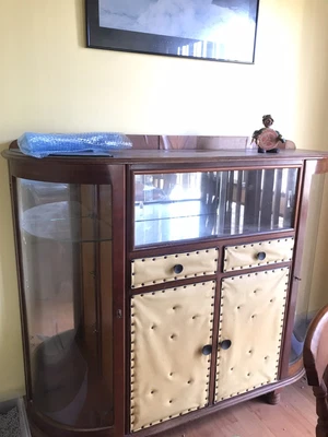 $10 • Buy 1950s Antique Retro Round Glass Display Cabinet, Drawers Cupboard, Solid Wood
