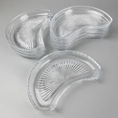 6 Val St Lambert Crystal Glass Crescent Kidney Moon Dishes Salad Plates. Signed • £17.99