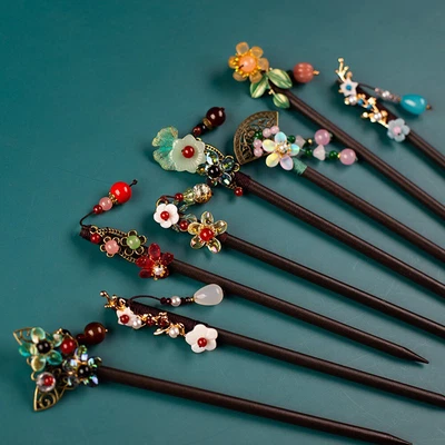 $5.38 • Buy Imitation Jade Flower Wooden Hairpin Hair Chopsticks Hair Fork Hanfu Headdress