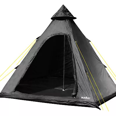 Black Four Person Tipi Tent - Summit Camping Holiday Festival • £77.99