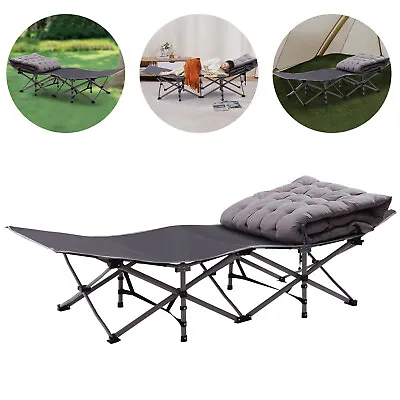 Folding Camping Cots Sleeping W/Mattress Foldable Bed Heavy Duty Military Office • £42.75