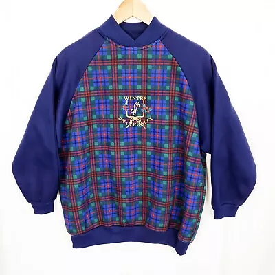 CARMEN Size 14 Blue Tartan Winter University Christmas Jumper/Pullover • $19.95