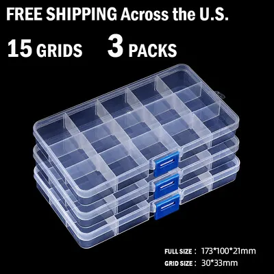 3 Pack Transparent Jewelry Box Plastic Bead Screw Storage Container Earring Orga • $4.90