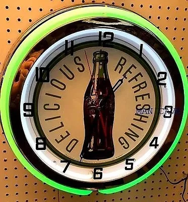 18  Delicious And Refreshing Coke Bottle Sign Double Neon Clock Coca-Cola • $291.21