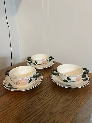 Vintage Villeroy & Boch Plated Cream Soup Bowls WILD ROSE Set/3 • $39