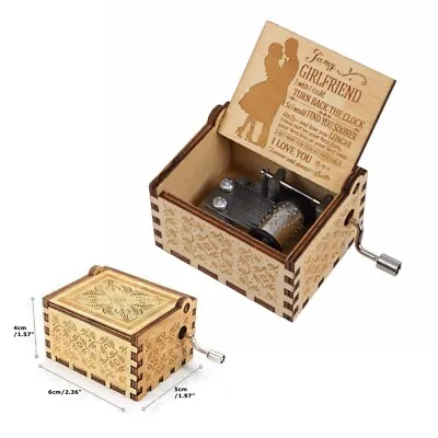 To My Girlfriend Wooden Hand Crank Music Box You Are My Sunshine Engraved Gift • £6.68