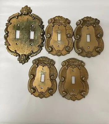 5 Vintage Vernon Brass Electrical Switch Plate Ornate Victorian Cover • $55