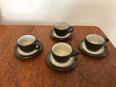 Set Of 4 Cappuccino/Latte Coffee Cups & Saucers - Brown With Speckles - USED • £14.95