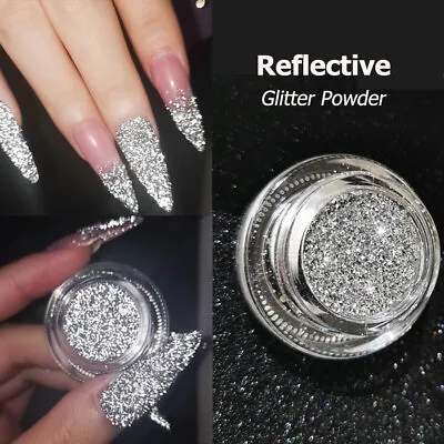 Silver Reflective Glitter Powder Nail Art Holographics Shinning Diamonds Pigment • $1.80