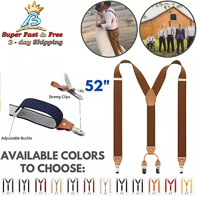 Formal Suspenders Adjustable Braces Y Back Clip Wide Elastic Suit Strap Unisex • $22.29