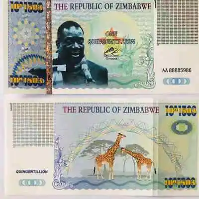 Zimbabwe Paper Money One Quingentillion Banknote Bank  • £7.24