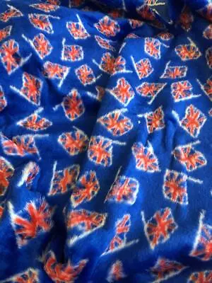 DESIGN Fun Faux Fur Fabric Material - UNION JACK BLUE • £1.99