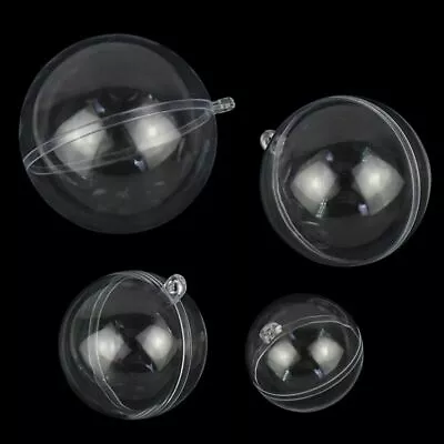 Christmas Clear Baubles Transparent Ball Plastic Fillable Sphere Decoration New • $20.10