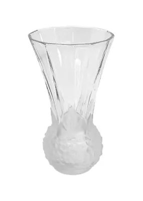 $49.99 • Buy Val St Lambert Crystal Vase Clear Frosted Art Glass Floral Tall 9  Signed VAS57