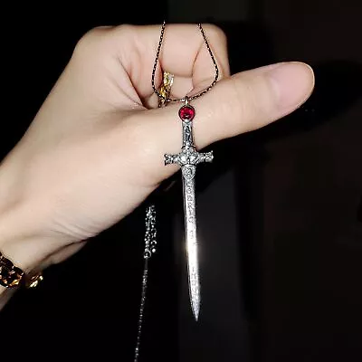 Harry Potter Gryffindor's Sword Faux Ruby Copper Pendant Necklace Gift • $14.99