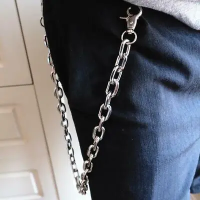 Men Women Silver Metal Wallet Chain Jeans Biker Rocker Biker Thick X1 Links P5Z4 • £6.98