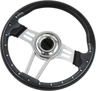 Marine Boat White Steering Wheel With Hub Adapter 3/4  Tapered Keyway 3 Spoke • $84.99