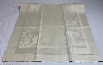 Antique Vintage Show Towel Large Antique White Pure Linen Germany Floral • $12.95