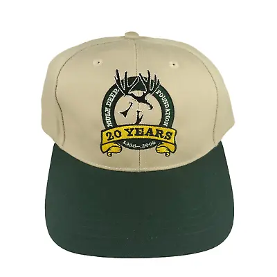 NWOT Mule Deer Foundation Strapback Baseball Hat Anniversary Beige Green • $12.49