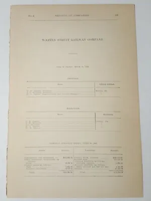 1909 RR Document WARREN STREET RAILWAY Electric Trolley Streetcar Warren PA • £6.71
