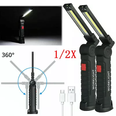 LED COB Rechargeable Work Light Magnetic Torch Flexible Inspection Lamp Cordless • £6.89