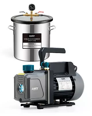 OMT 5 Gallon Vacuum Chamber Kit W 3.5 CFM Vacuum Pump Degassing Chamber 5ft Hose • $109.99