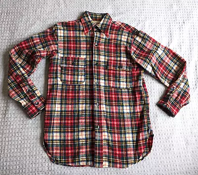 Vintage Congress Flannel Shirt Men Medium Red Plaid Wool G.Fox & Co Shirt Jac • $38.24