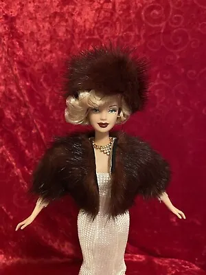 *~* Sale Mahogany Mink Fur Hat  For Marilyn Monroe Barbie Doll*~* • $19.99