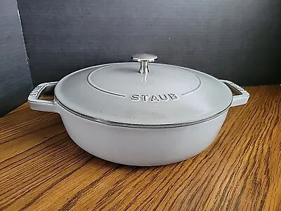 Staub Enameled Cast 9-1/2  French Dutch Oven #24 Graphite Gray 2.5 Quart France • $124.50