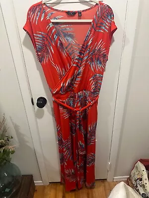 G By Giuliana Cropped Knit Jumpsuit Red Palm NWOT Large Tall • $9.99