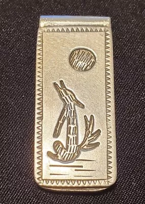 Vintage Sterling Silver Coyote Native American Money Clip Signed TABEGAY • $12