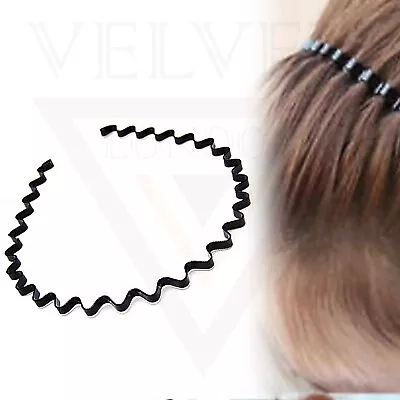 Metal Headbands Wavy Hair Band Hair Hoop Alice Style Black Sports For Men Women • £3.75