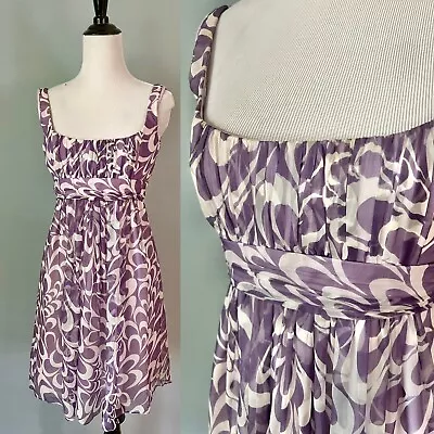 Vintage 00s Milly Silk Chiffon Purple Cocktail Dress Size 2 Wounded Bird • $28