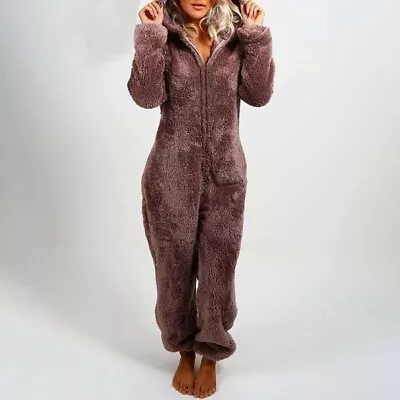 Women Men 1Onesie Teddy Bear Fleece Pyjama Fluffy All In One Jumpsuit Loungewear • £12.99