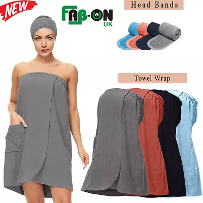 £18.99 • Buy 100% Cotton Terry Towelling Spa Bath Shower Body Towel Wrap With Spa HeadBand